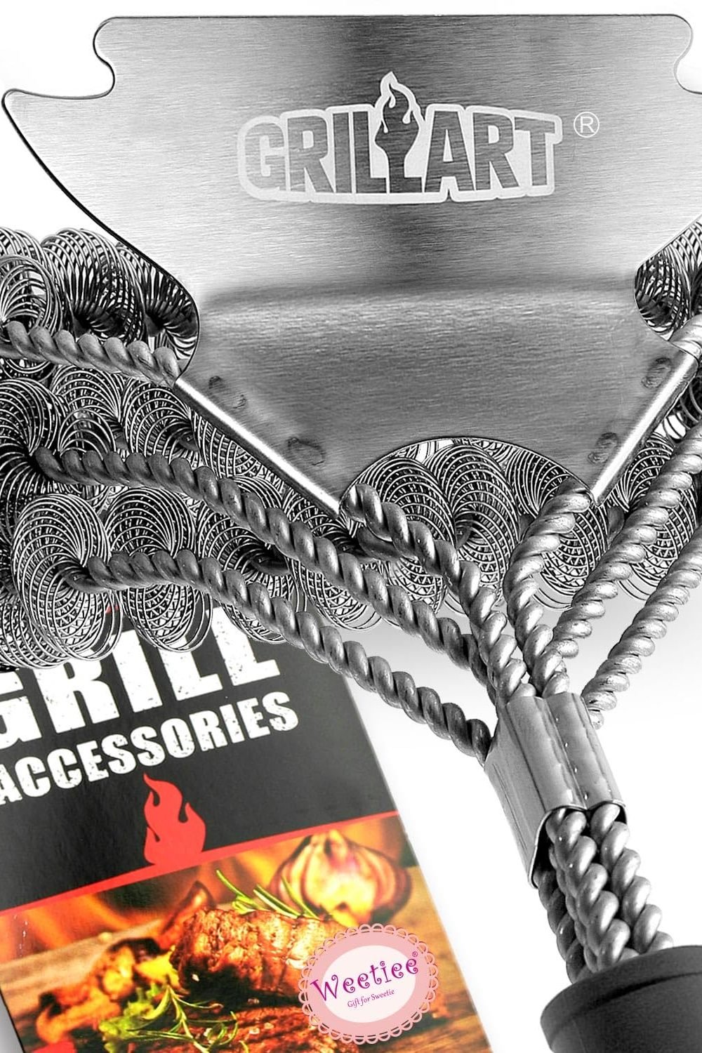 Grill Brush and Scraper Bristle Free - Safe BBQ Brush for Grill - 18'' Stainless Grill Grate Cleaner - Safe Grill Accessories for Porcelain/Weber Gas/Charcoal Grill - Gifts for Grill Wizard product image