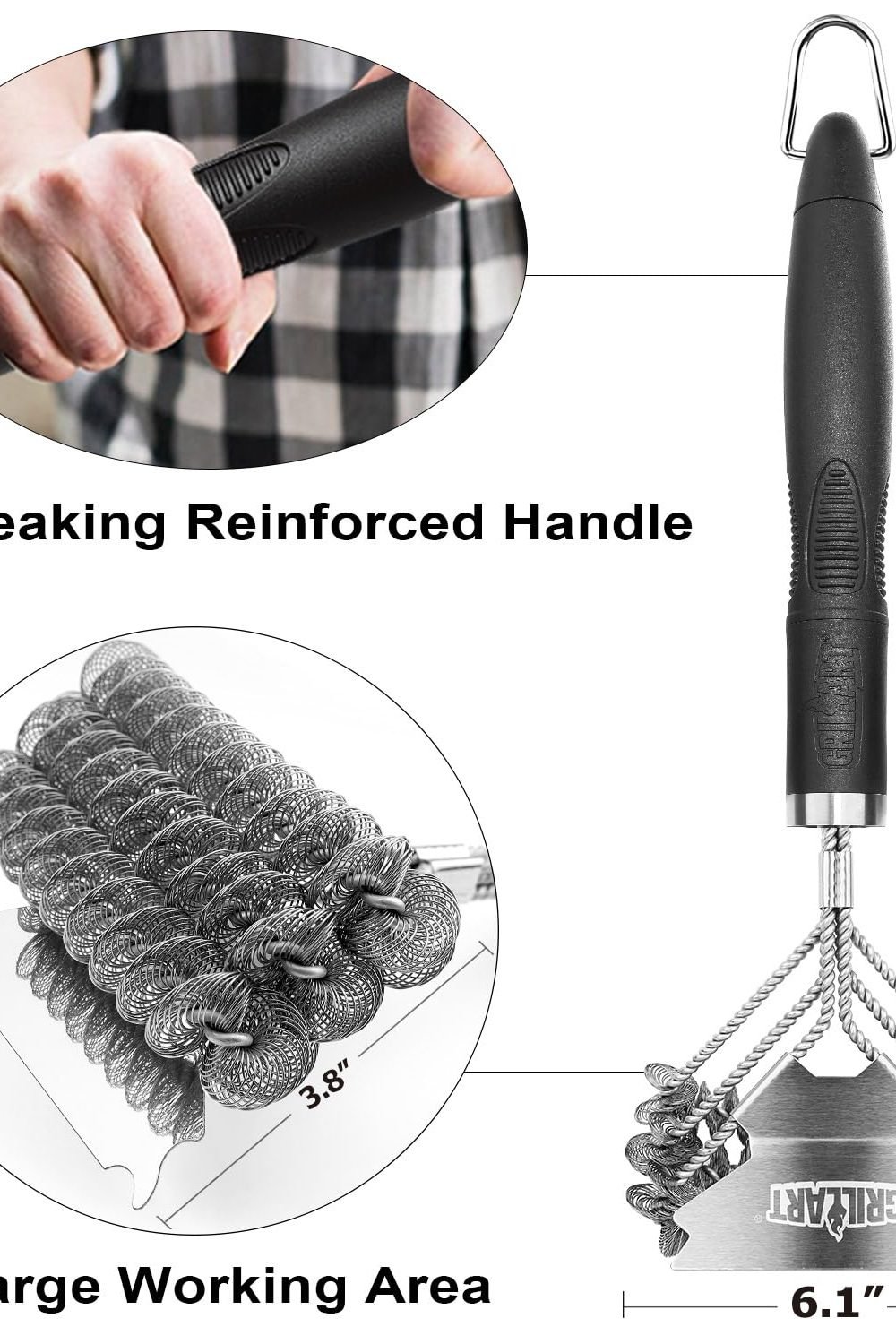 Grill Brush and Scraper Bristle Free - Safe BBQ Brush Grill - 18'' Stainless Grill Grate Cleaner - Safe Grill Accessories Porcelain/Weber Gas/Charcoal Grill - Gifts Grill Wizard packaging and contents - Grill Brush and Scraper Bristle Free - Safe BBQ Brush Grill - 18'' Stainless Grill Grate Cleaner - Safe Grill Accessories Porcelain/Weber Gas/Charcoal Grill - Gifts Grill Wizard