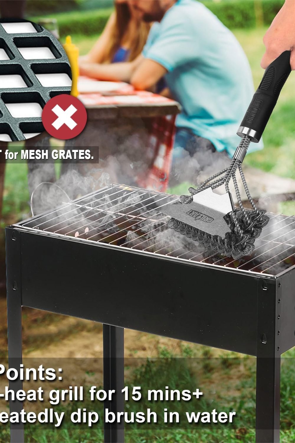 Grill Brush and Scraper Bristle Free - Safe BBQ Brush Grill - 18'' Stainless Grill Grate Cleaner - Safe Grill Accessories Porcelain/Weber Gas/Charcoal Grill - Gifts Grill Wizard in use at home - Grill Brush and Scraper Bristle Free - Safe BBQ Brush Grill - 18'' Stainless Grill Grate Cleaner - Safe Grill Accessories Porcelain/Weber Gas/Charcoal Grill - Gifts Grill Wizard