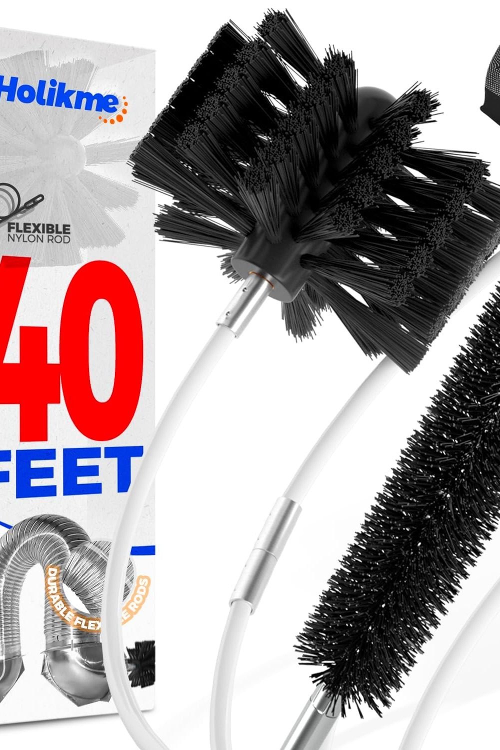 Holikme Dryer Vent Cleaner Kit - 40Ft Flexible Lint Brush for Deep Cleaning product image