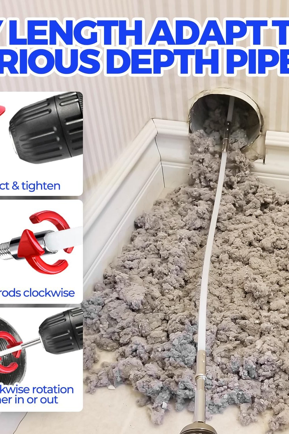 Holikme Dryer Vent Cleaner Kit - 40Ft Flexible Lint Brush Deep Cleaning packaging and contents - Holikme Dryer Vent Cleaner Kit - 40Ft Flexible Lint Brush Deep Cleaning