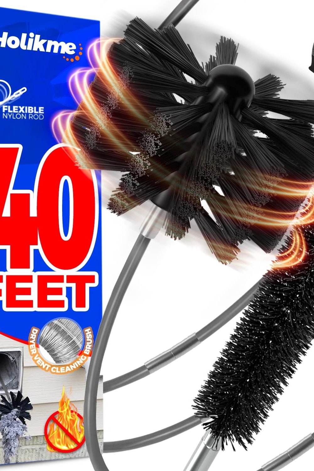Holikme Dryer Vent Cleaner Kit - 40Ft Flexible Lint Brush Deep Cleaning in use at home - Holikme Dryer Vent Cleaner Kit - 40Ft Flexible Lint Brush Deep Cleaning