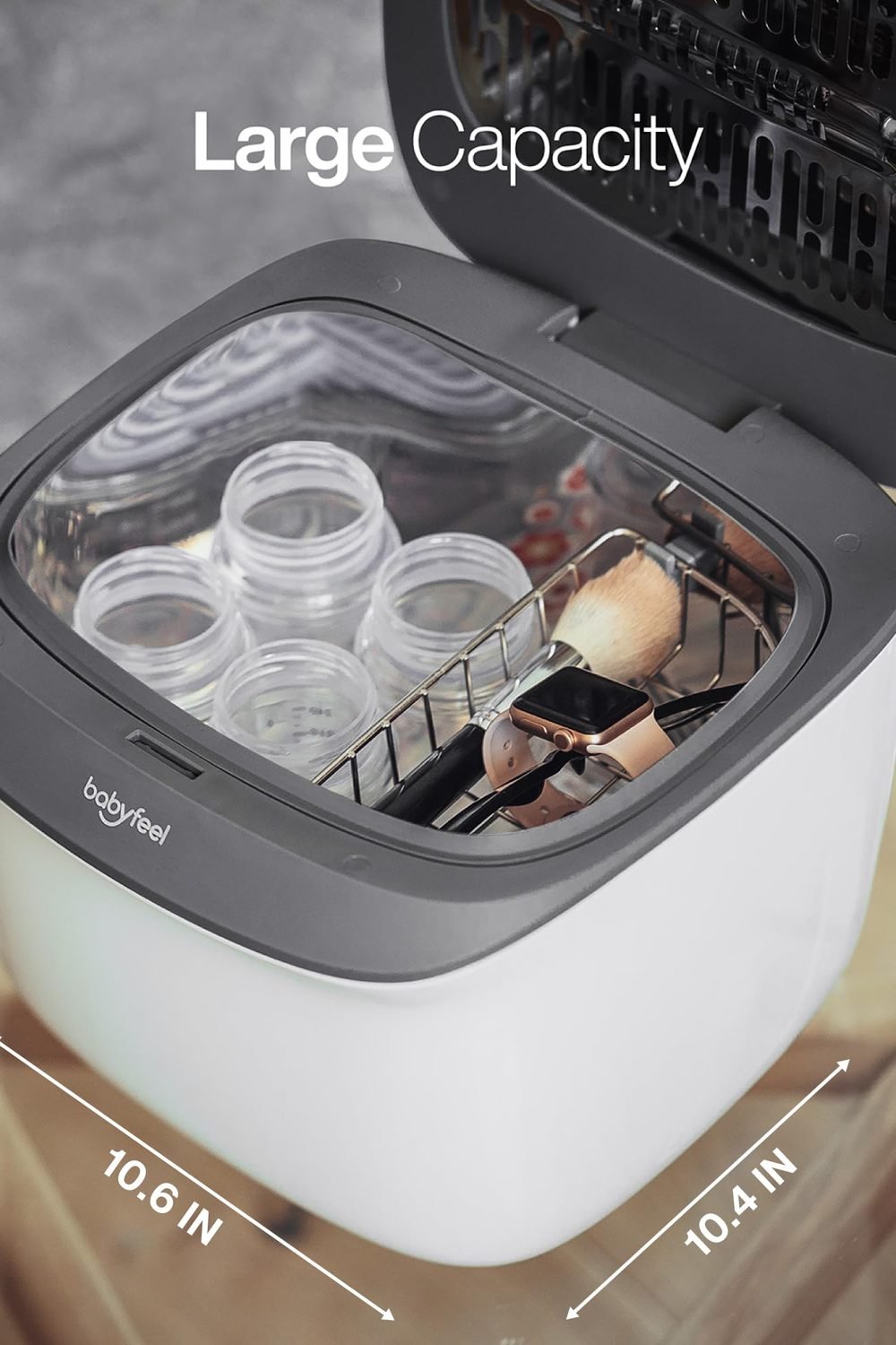 UV Light Sanitizer, UV Box Sanitizer, Conveniently Sanitizes in Minutes, Large Capacity, No Cleaning Required, Touch Control packaging and contents - UV Light Sanitizer, UV Box Sanitizer, Conveniently Sanitizes in Minutes, Large Capacity, No Cleaning Required, Touch Control
