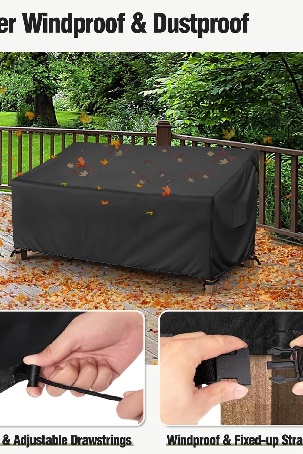 MR. COVER 3-Seater Outdoor Couch Cover Waterproof, 80 Inch Patio Furniture Cover Sofa, Heavy Duty Polyester & Double-Stitched Seams, Classic Black in use at home - MR. COVER 3-Seater Outdoor Couch Cover Waterproof, 80 Inch Patio Furniture Cover Sofa, Heavy Duty Polyester & Double-Stitched Seams, Classic Black
