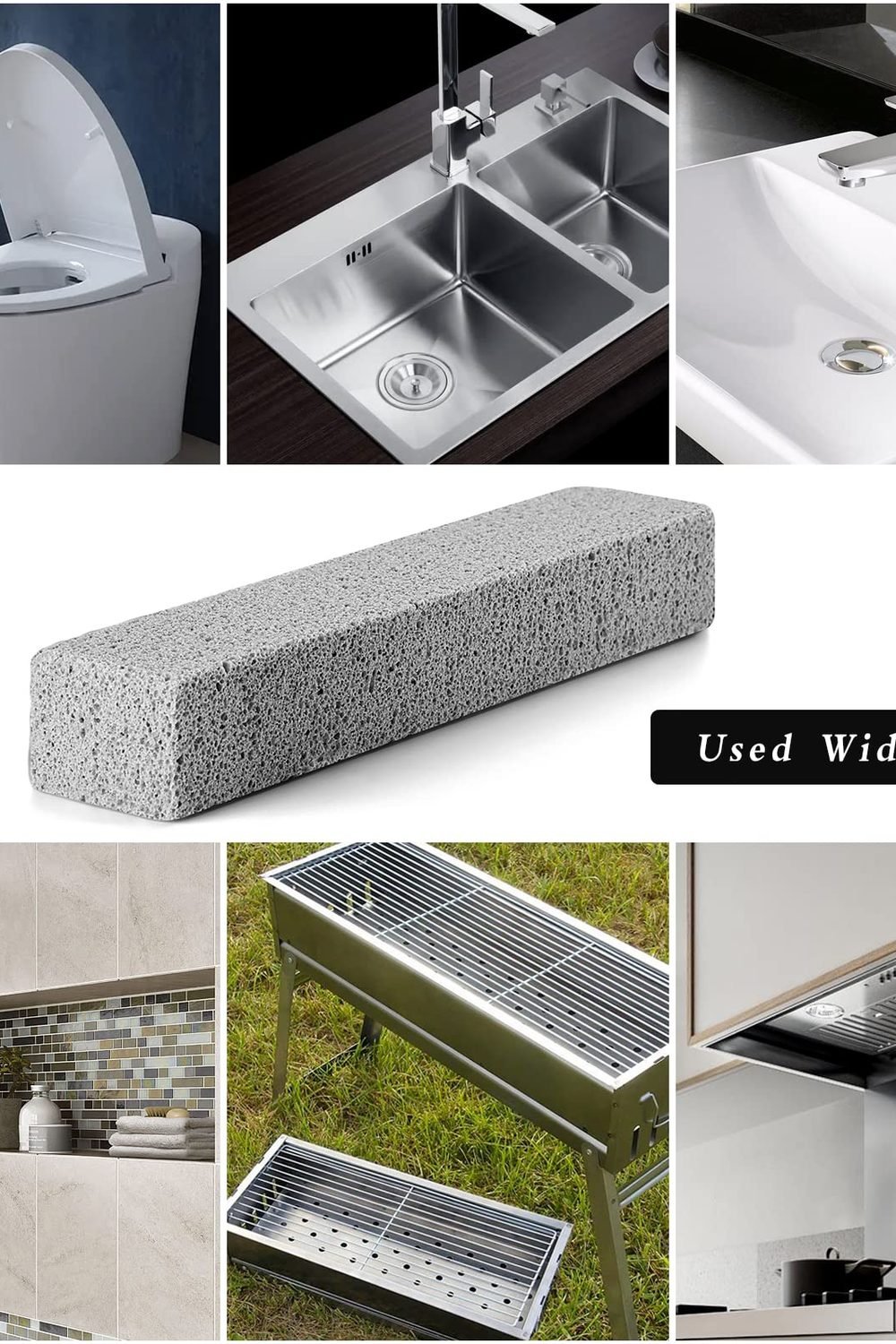 6 Pack Pumice Stone Toilet Cleaning, Hard Water Rings & Stains side angle and details - 6 Pack Pumice Stone Toilet Cleaning, Hard Water Rings & Stains