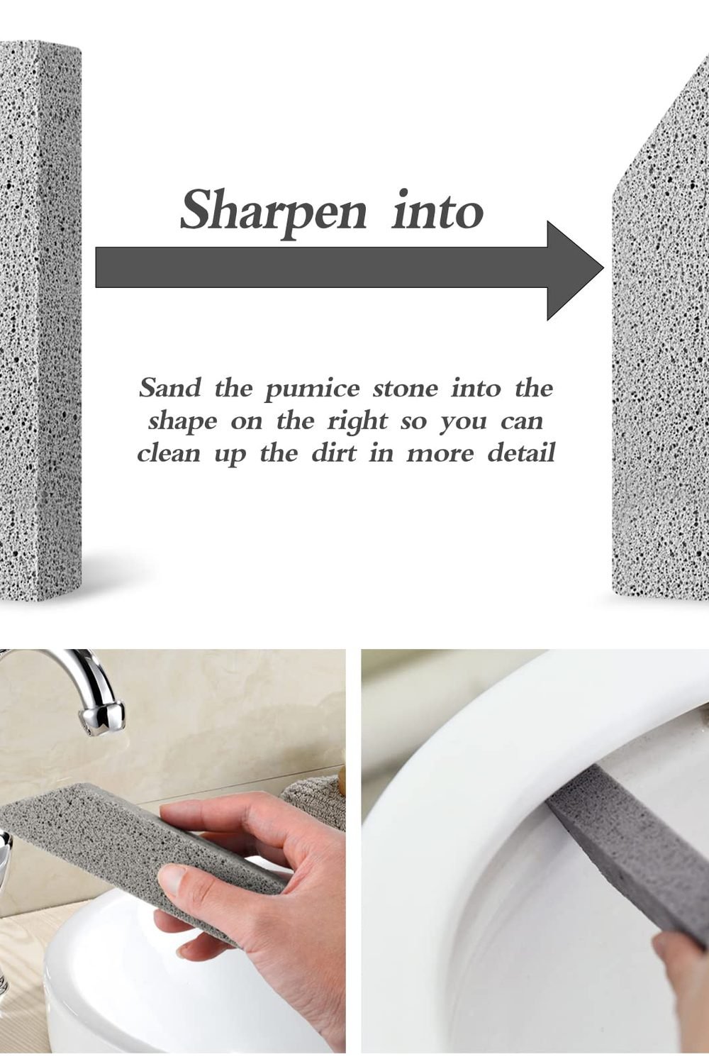 6 Pack Pumice Stone Toilet Cleaning, Hard Water Rings & Stains in use at home - 6 Pack Pumice Stone Toilet Cleaning, Hard Water Rings & Stains