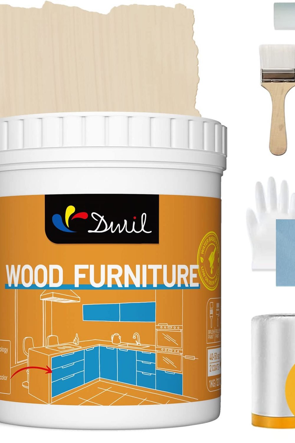 DWIL Acrylic Wood Paint for Furniture - Semi-Gloss Paint Suitable for Wood Surface Renovation, Water-Based All match Paint, Non-Toxic & Odorless, Eco-Friendly & Healthy (32OZ, Amber) product image