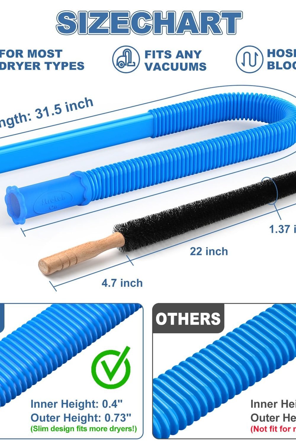 PetOde 2Pcs Dryer Vent Cleaner Kit Universal Vacuum Hose Attachment & Brush in use at home - PetOde 2Pcs Dryer Vent Cleaner Kit Universal Vacuum Hose Attachment & Brush