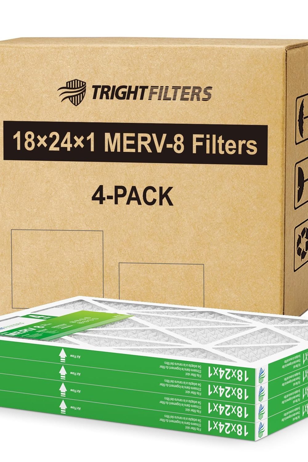 TRIGHTFILTERS 18x24x1 Air Filter 4 Pack Review (2026) 1 TRIGHTFILTERS 18x24x1 Air Filter 4 Pack, MERV 8 Pleated HVAC Furnace Filter shown on its Amazon listing