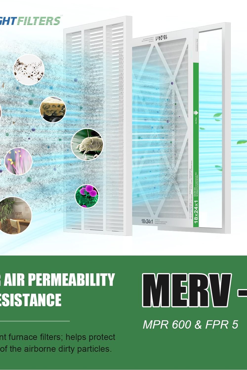 TRIGHTFILTERS 18x24x1 Air Filter 4 Pack, MERV 8 Pleated HVAC Furnace Filter accessories and refills - TRIGHTFILTERS 18x24x1 Air Filter 4 Pack, MERV 8 Pleated HVAC Furnace Filter