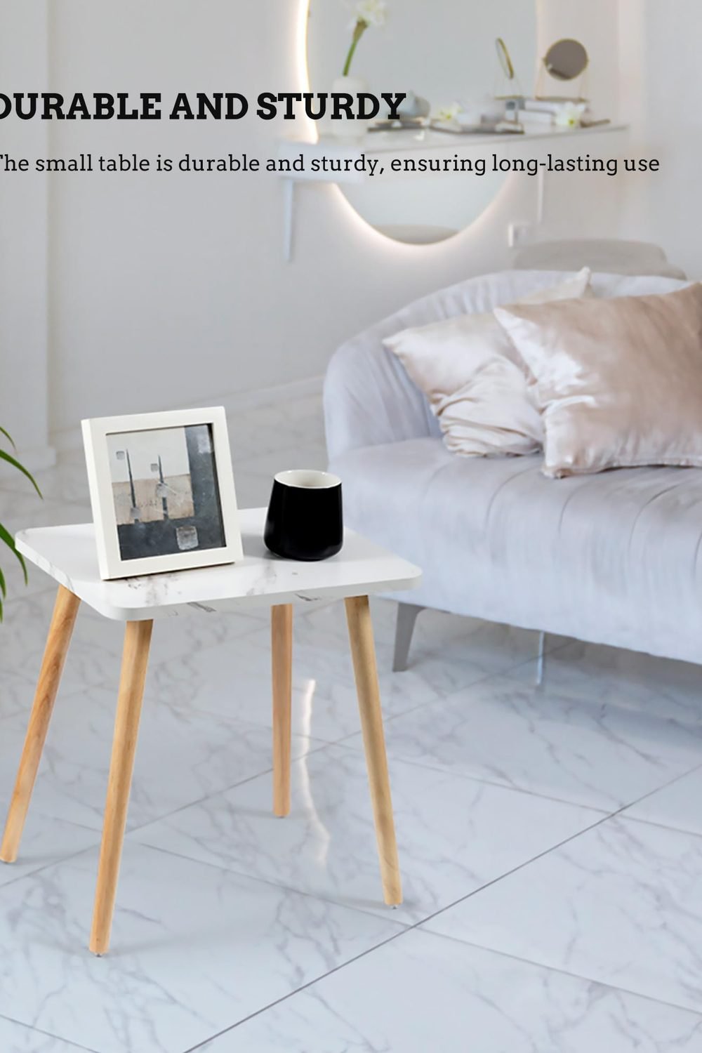 FORAOFUR Small Side Table, Set of 2 Modern Mini Coffee Table with Natural Wood Legs, Quick Assembly End Furniture Bedroom Living Sofa, Minimalist Design Nursery and Compact Homes, Marble in use at home - FORAOFUR Small Side Table, Set of 2 Modern Mini Coffee Table with Natural Wood Legs, Quick Assembly End Furniture Bedroom Living Sofa, Minimalist Design Nursery and Compact Homes, Marble