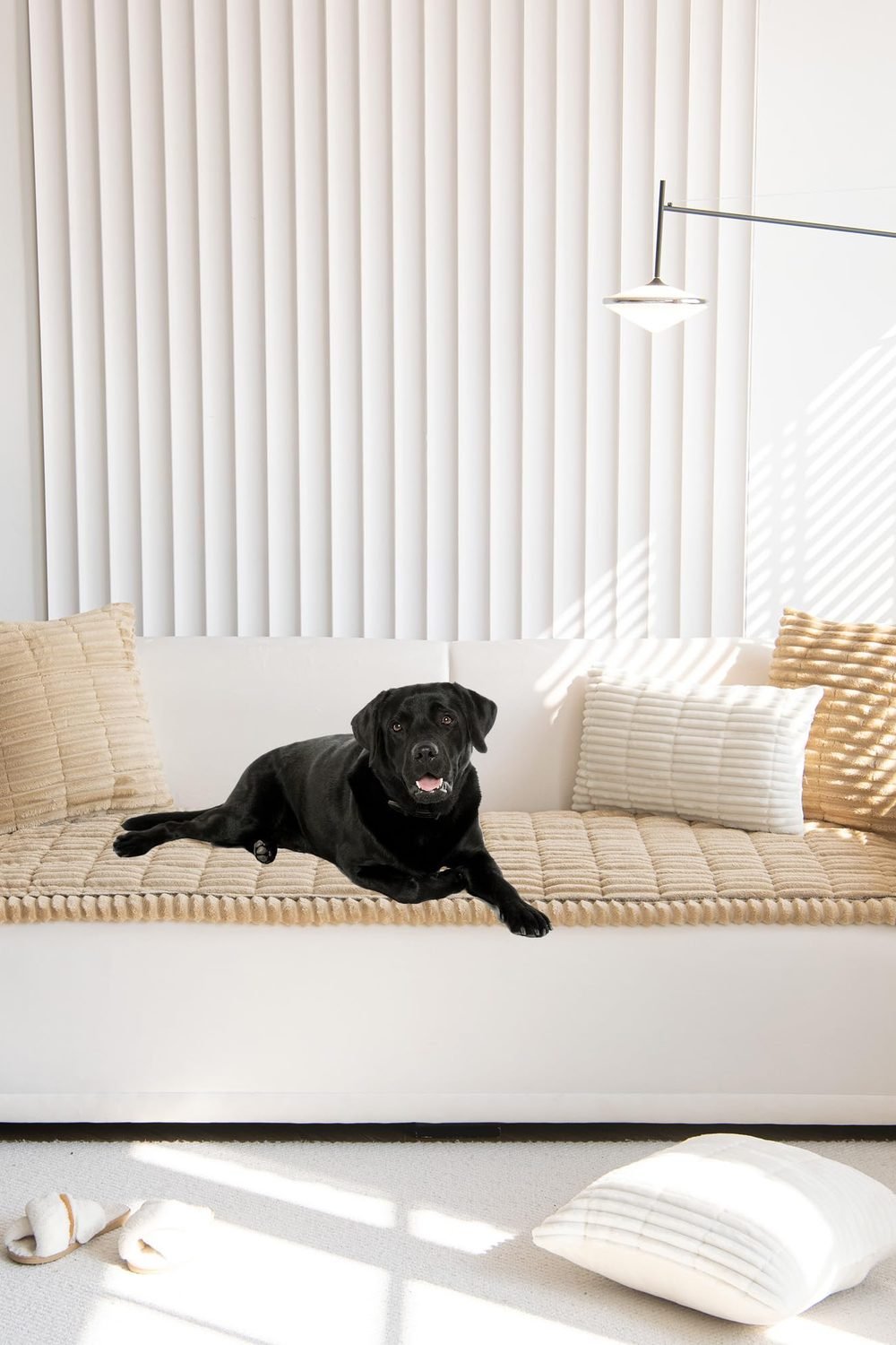 Mivnue Couch Cover Dogs, Washable Non Slip Pet Sofa Furniture Protector side angle and details - Mivnue Couch Cover Dogs, Washable Non Slip Pet Sofa Furniture Protector