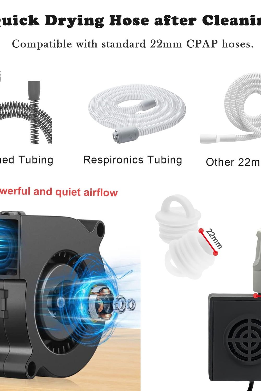 CPAP Cleaning Kit with Hose Dryer Universal 22mm Tubing, Cpap Cleaner Supplies Includes Collapsible Wash Basin, Hose & Mask Brush, CPAP Holder & Hose End Caps | Make Cpap Cleaning Easier packaging and contents - CPAP Cleaning Kit with Hose Dryer Universal 22mm Tubing, Cpap Cleaner Supplies Includes Collapsible Wash Basin, Hose & Mask Brush, CPAP Holder & Hose End Caps | Make Cpap Cleaning Easier
