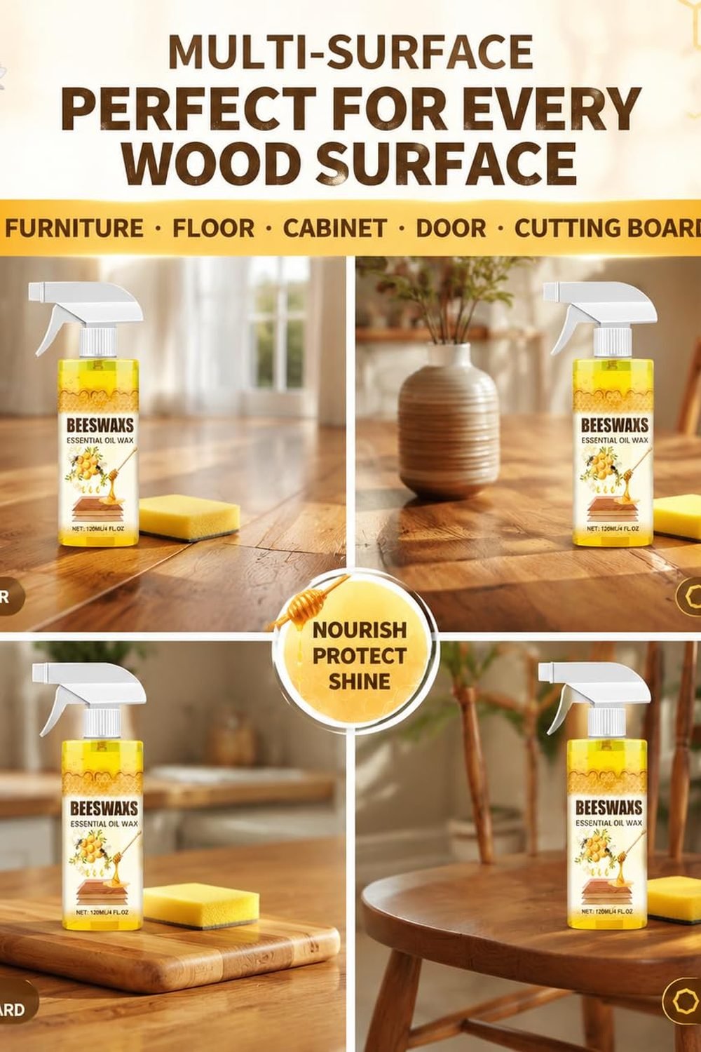 2PC Beeswax Spray Wood,Natural Micro-Molecularized Beeswaxs Essential Oil Wax,Deep Restore Furniture Cleaner Cabinets, Hardwood Floors, Tables & All Wood Surfaces packaging and contents - 2PC Beeswax Spray Wood,Natural Micro-Molecularized Beeswaxs Essential Oil Wax,Deep Restore Furniture Cleaner Cabinets, Hardwood Floors, Tables & All Wood Surfaces