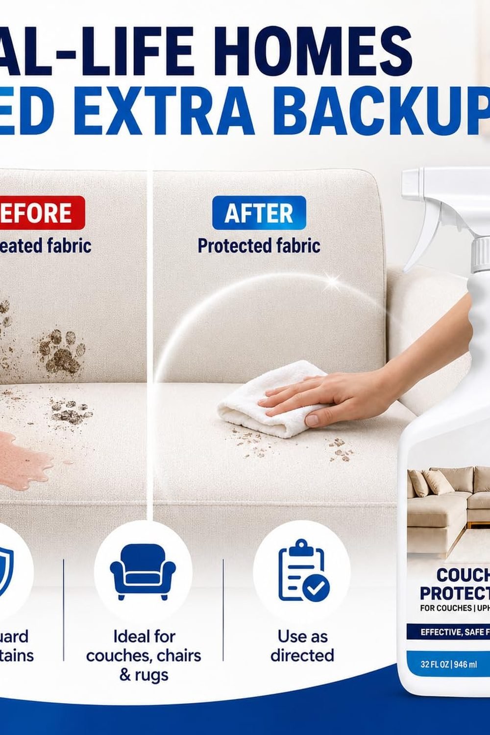 NOYATECH Fabric Protector Spray, Couch Upholstery Stain Guard, 32 oz in use at home - NOYATECH Fabric Protector Spray, Couch Upholstery Stain Guard, 32 oz