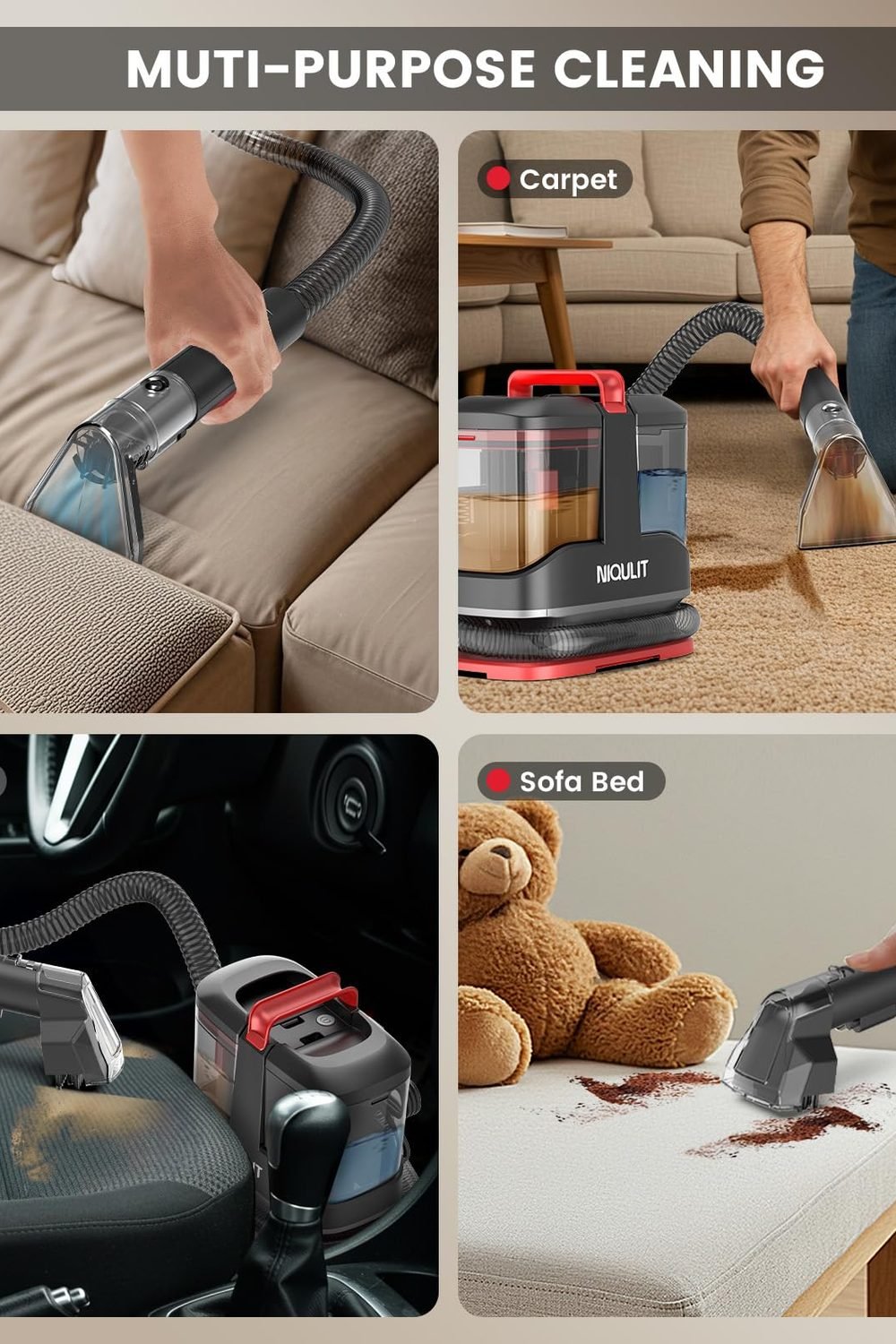 Portable Carpet & Upholstery Cleaner Machine,15 Kpa Strong Suction Couch Cleaner Machine Pet Stain, Rug, Couch, Car, Furniture & Stair, Spot Cleaner with Versatile Tools & Self-Cleaning System accessories and refills - Portable Carpet & Upholstery Cleaner Machine,15 Kpa Strong Suction Couch Cleaner Machine Pet Stain, Rug, Couch, Car, Furniture & Stair, Spot Cleaner with Versatile Tools & Self-Cleaning System