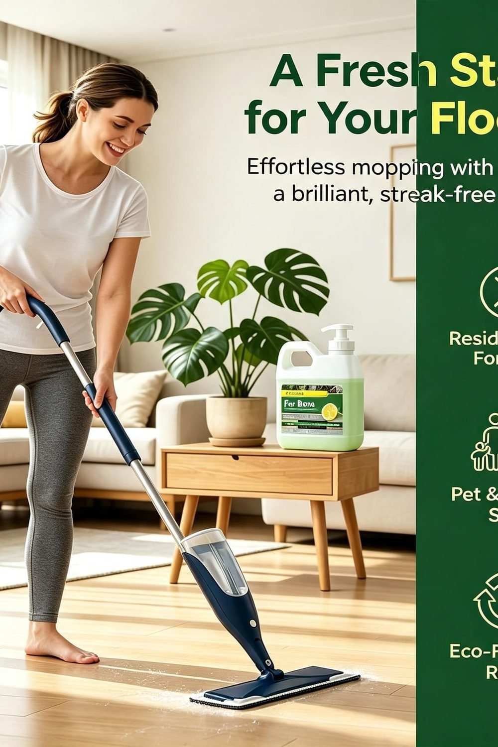 Multi-Surface Floor Cleaner Refill - 33.8 fl oz - Lemon Mint Scent - Residue-Free Cleaning Solution BONA Spray Mops and Refillable Bottles - Stone, Tile, Laminate, and Vinyl Floors packaging and contents - Multi-Surface Floor Cleaner Refill - 33.8 fl oz - Lemon Mint Scent - Residue-Free Cleaning Solution BONA Spray Mops and Refillable Bottles - Stone, Tile, Laminate, and Vinyl Floors