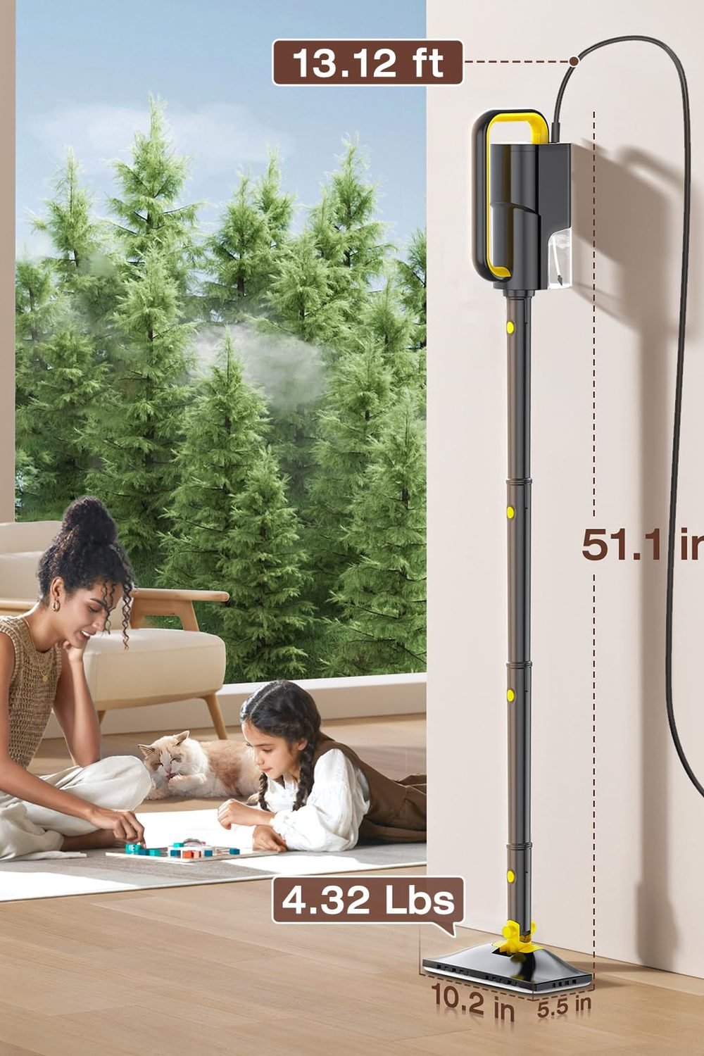 Steam Cleaner, 10-in-1 Detachable Handheld Steam Mop Multi-Surface side angle and details - Steam Cleaner, 10-in-1 Detachable Handheld Steam Mop Multi-Surface