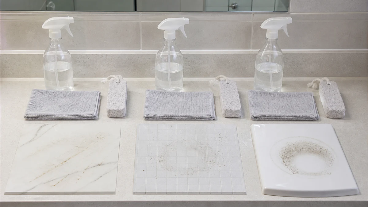 cleaning products for bathroom comparison testing setup