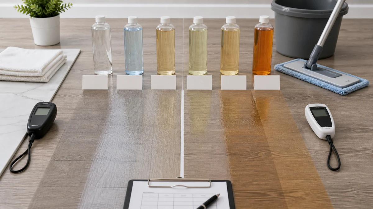 laminate floor cleaning solution comparison testing setup