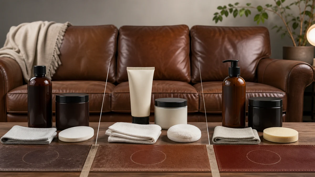 leather conditioner for furniture comparison testing setup