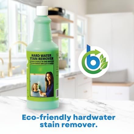 Bio-Clean manufacturer graphic showing a green bottle on a kitchen counter