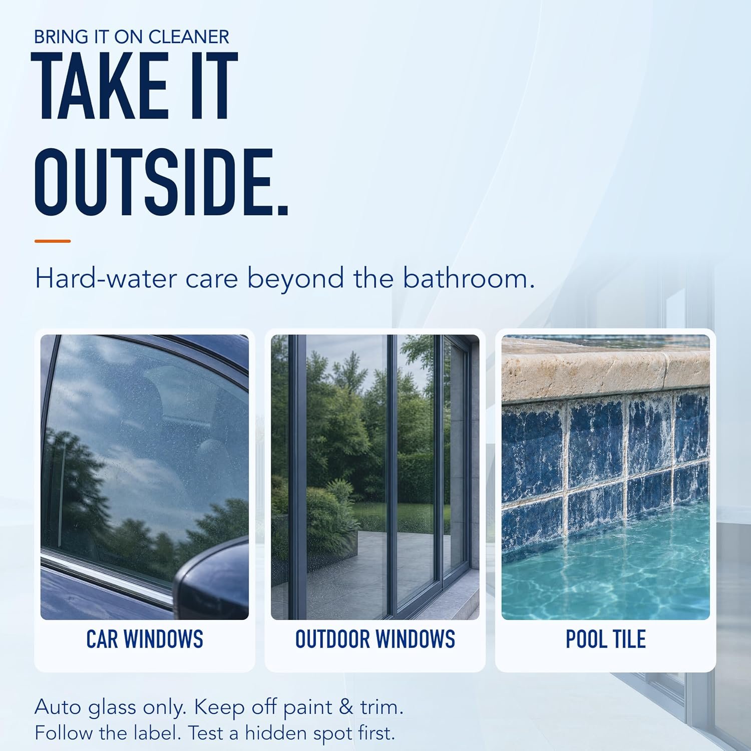 Bring It On graphic illustrating car windows, outdoor windows, and pool tile